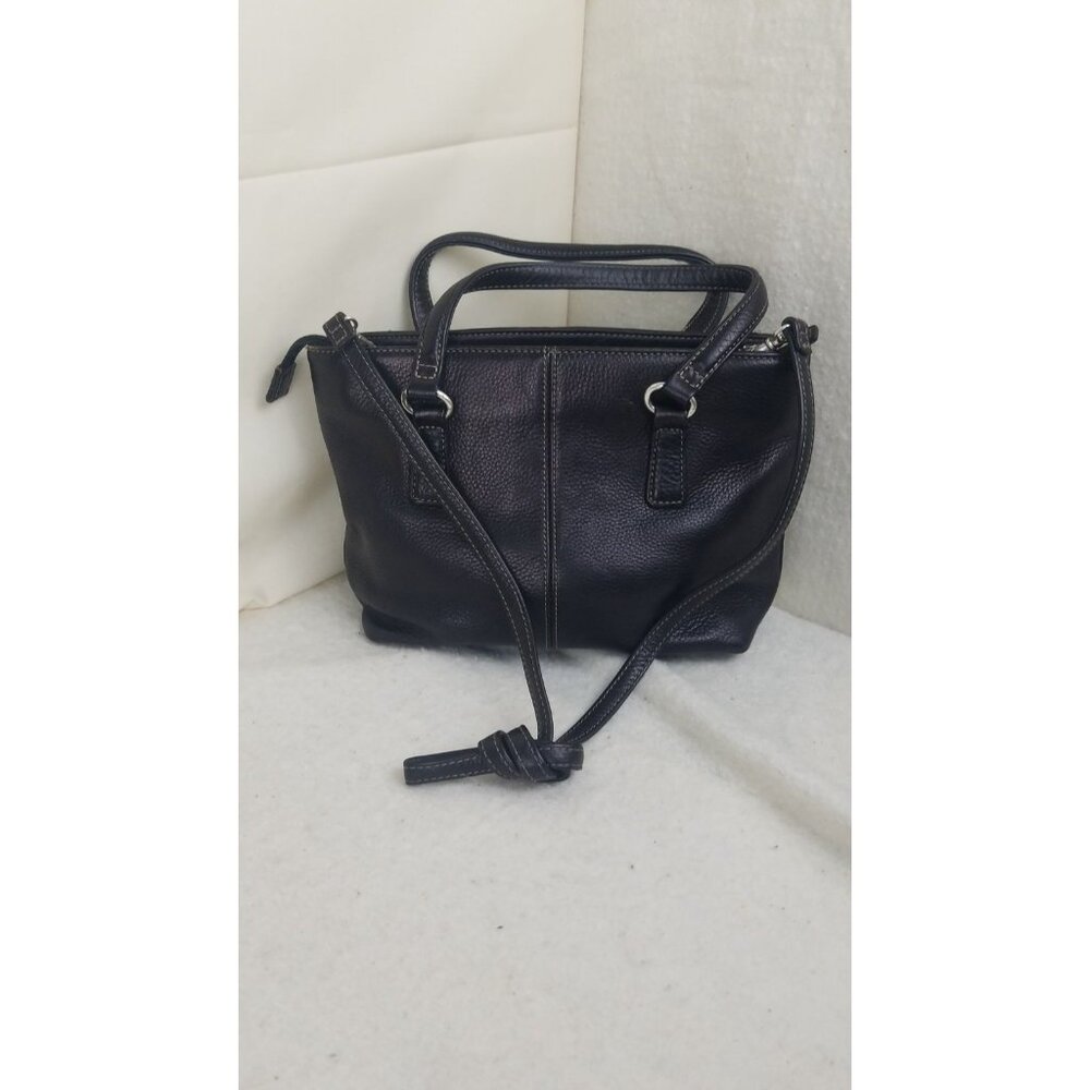 Fossil Purse Womens S Black Pebble Leather Zipper Crossbody 75082 Vtg multi pckt
